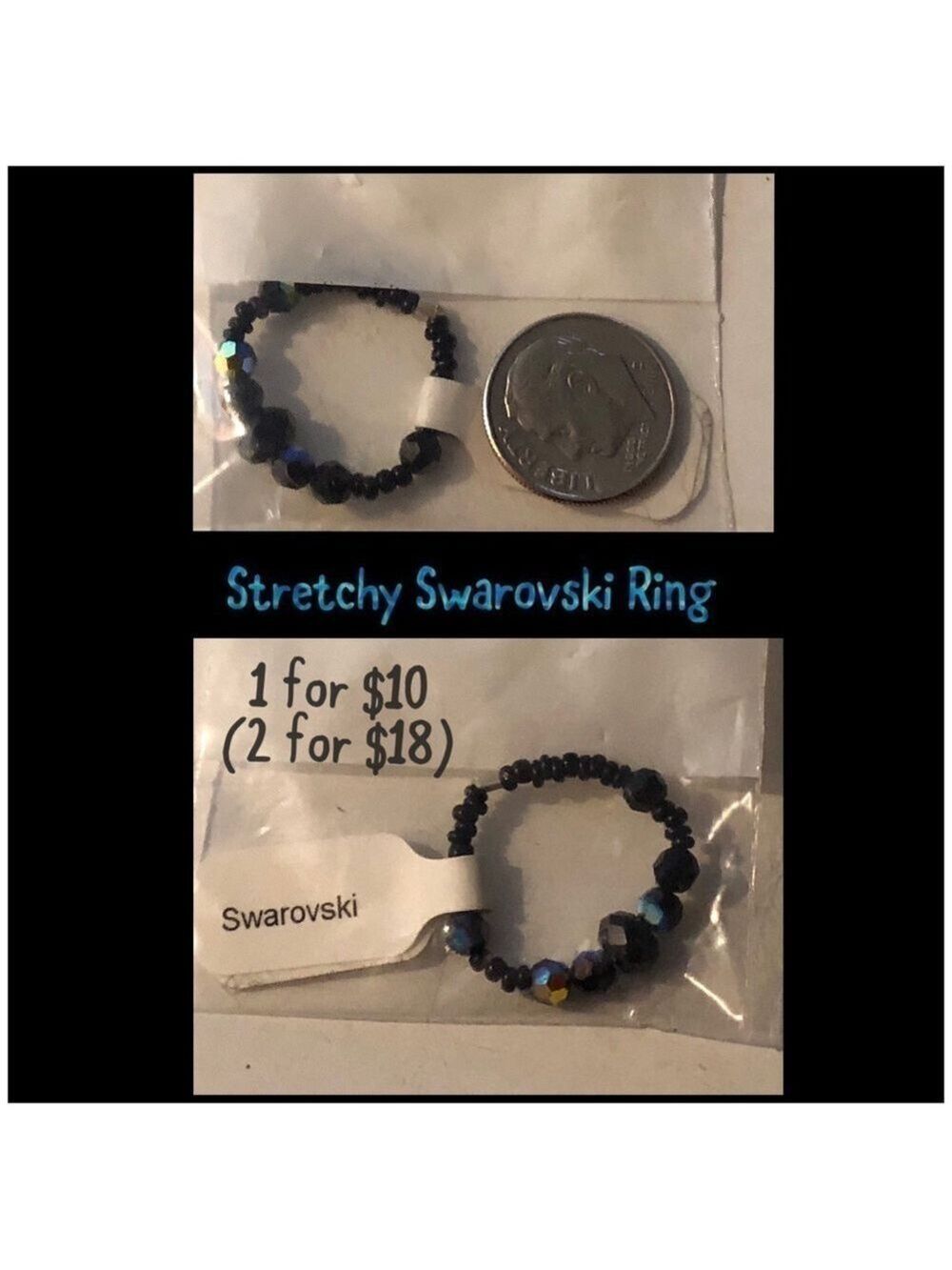 3 Stretchy Swarovski Rings, 1 for $10 2 for $18